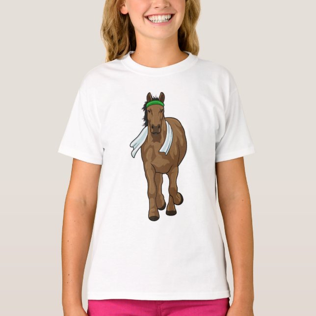 Pferd als Runner mit Handtuch T-Shirt (Vorderseite)
