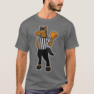 Pferd als Schiedsrichter mit Basketball-Pfeife T-Shirt