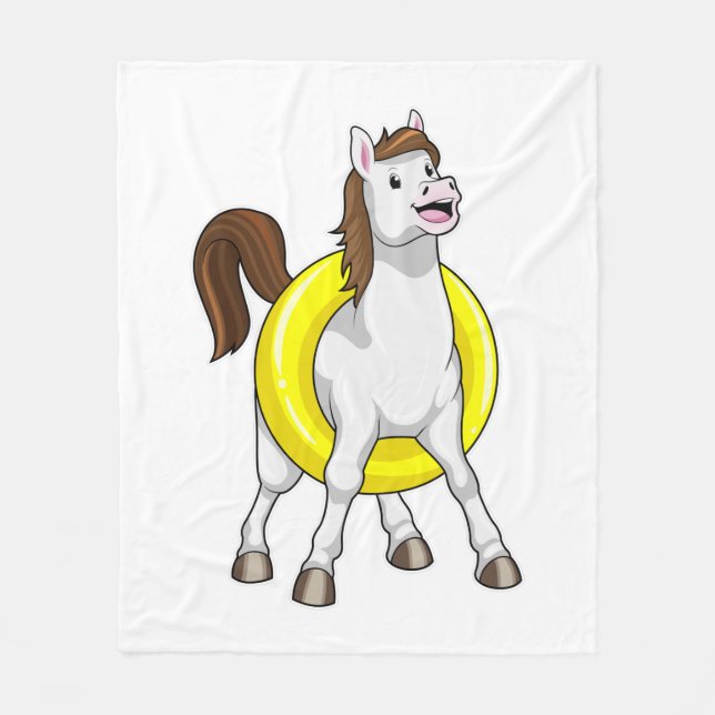 Pferd als Schwimmer mit Lifebouy Fleecedecke (Vorderseite)