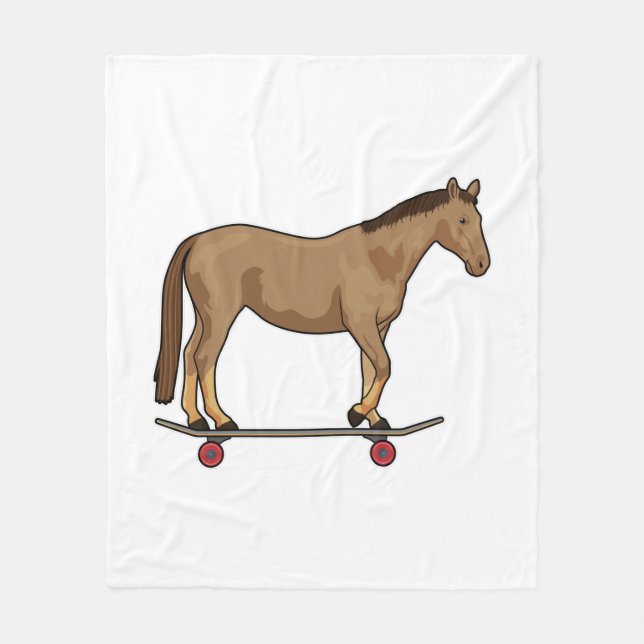 Pferd als Skater auf Skateboard Fleecedecke (Vorderseite)