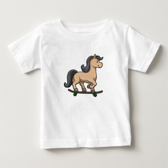 Pferd als Skater mit Skateboard Baby T-shirt (Vorderseite)