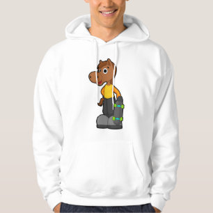 Pferd als Skater mit Skateboard Hoodie