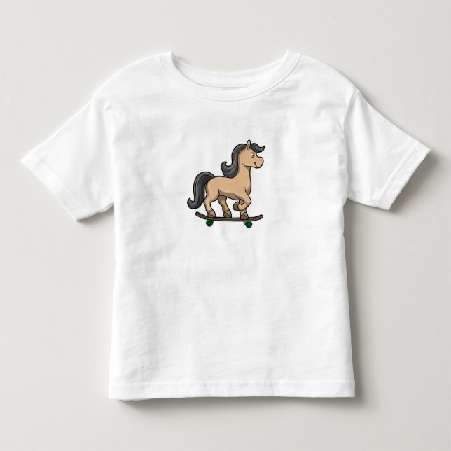 Pferd als Skater mit Skateboard Kleinkind T-shirt (Vorderseite)
