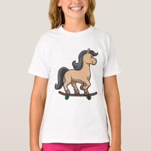 Pferd als Skater mit Skateboard T-Shirt