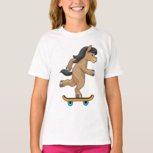 Pferd als Skater mit Skateboard T-Shirt