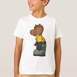 Pferd als Skater mit Skateboard T-Shirt