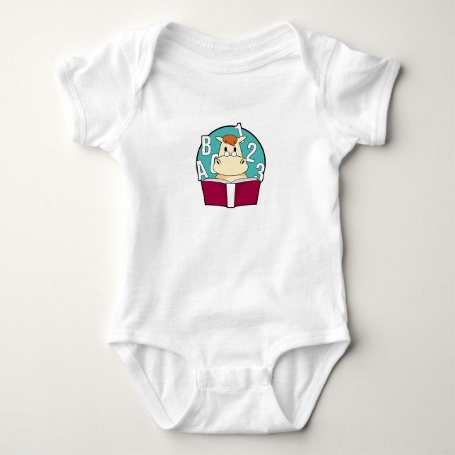 Pferd als Student mit Brille & Book Baby Strampler (Vorderseite)