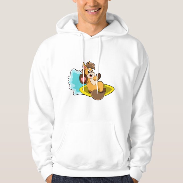 Pferd als Surfer mit Surfbrett Hoodie (Vorderseite)