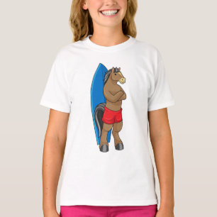 Pferd als Surfer mit Surfbrett T-Shirt