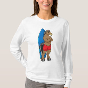 Pferd als Surfer mit Surfbrett T-Shirt
