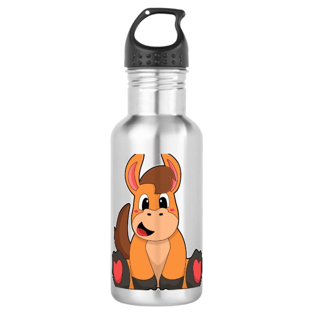 Pferd am Sitzen Edelstahlflasche (Vorderseite)