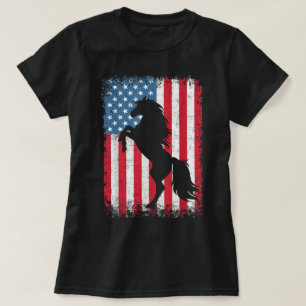 Pferd American Flagge USA 4. Juli Männer Frauen T-Shirt