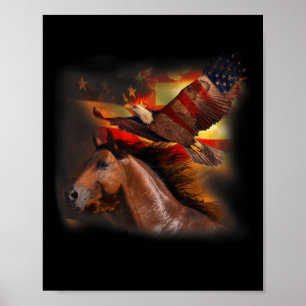 Pferd Amerikanische Flagge Flügel Adler Stolz Patr Poster