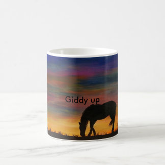 Pferd an der Sonnenaufgang-Kaffee-Tasse Kaffeetasse