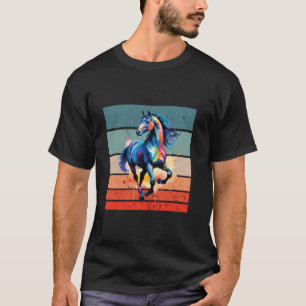 Pferd Aquarellstil Farben dynamische Pinsel-Spritz T-Shirt