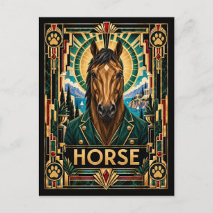 Pferd, Art Deco Wildlife Postkarte