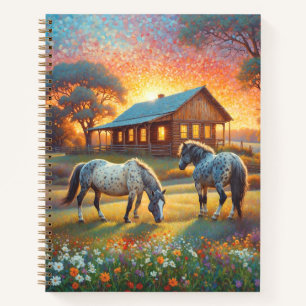 Pferd auf Bauernhof Wildblumenwiese Notizbuch