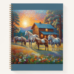 Pferd auf Bauernhof-Wildblumenwiese Notizbuch