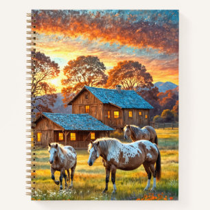 Pferd auf Bauernhof Wildblumenwiese Notizbuch