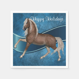 Pferd auf Blue Holiday Papier Teller Serviette