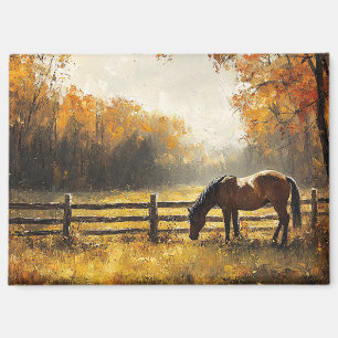 Pferd auf dem Feld Goldene Stunde Malerei Magnet