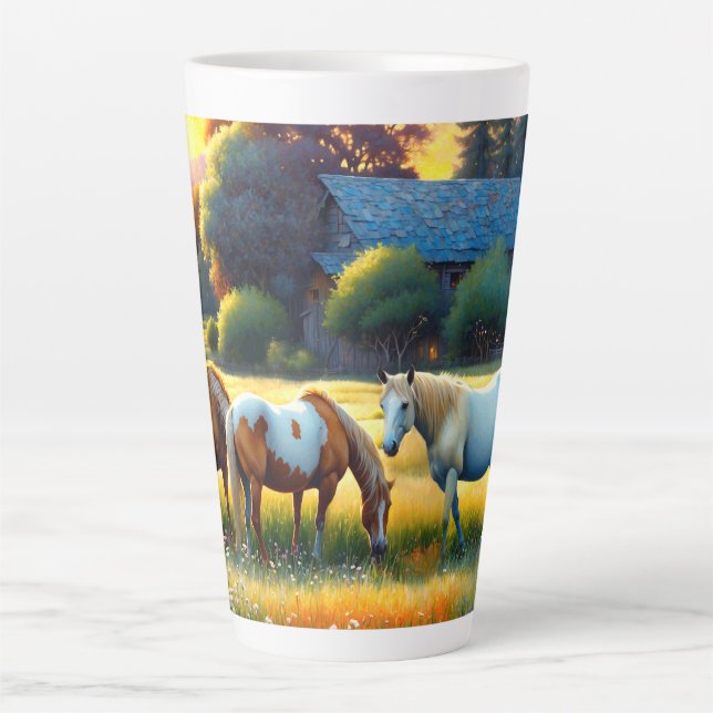 Pferd auf der Farm Wildblumenwiese Milchtasse (Vorderseite)