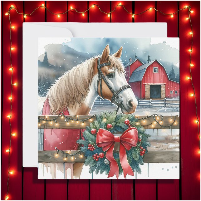 Pferd auf einem Bauernhof Weihnachten Karte (Von Creator hochgeladen)