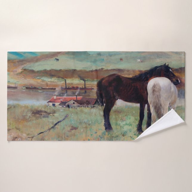 Pferd auf einer Wiese, Edgar Degas Badehandtuch (Badehandtuch)
