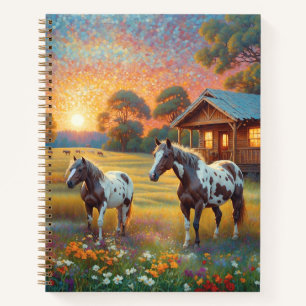 Pferd auf landwirtschaftlicher Wildblumenwiese Notizbuch