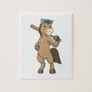 Pferd beim Baseball mit Baseballschläger