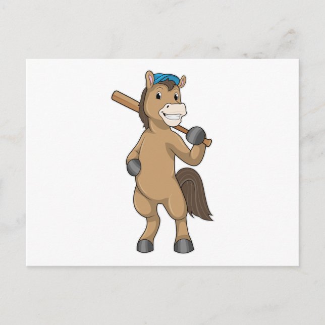 Pferd beim Baseball mit Baseballschläger Postkarte (Vorderseite)