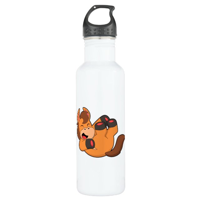 Pferd beim Lachen Edelstahlflasche (Vorderseite)