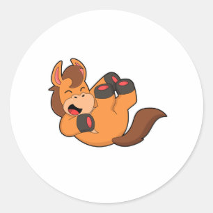 Pferd beim Lachen Runder Aufkleber