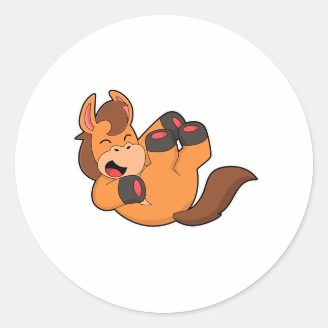 Pferd beim Lachen Runder Aufkleber (Vorderseite)