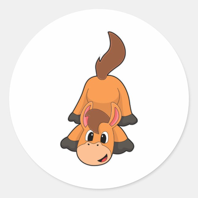 Pferd beim Spielen Runder Aufkleber (Vorderseite)