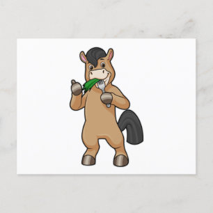 Pferd beim veganen Essen Postkarte