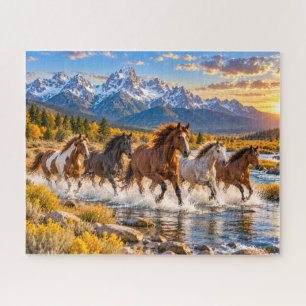 Pferd Berg Sonnenuntergang Szene