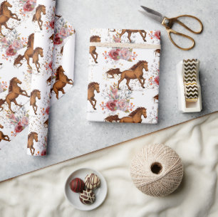 Pferd Birthday Girl Cowgirl Geschenkpapier