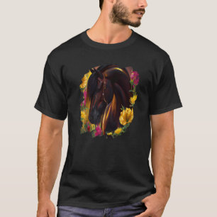 Pferd Blumen Süße Malerei Blume Pferdereiten T-Shirt