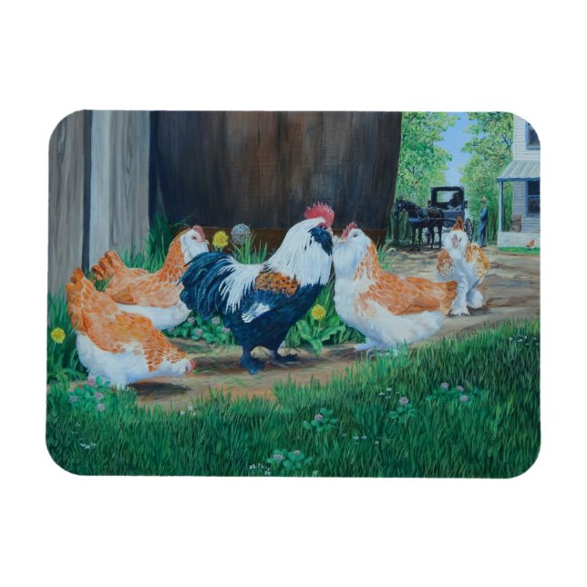 Pferd/Buggy und Lachs Magnet (Horizontal)