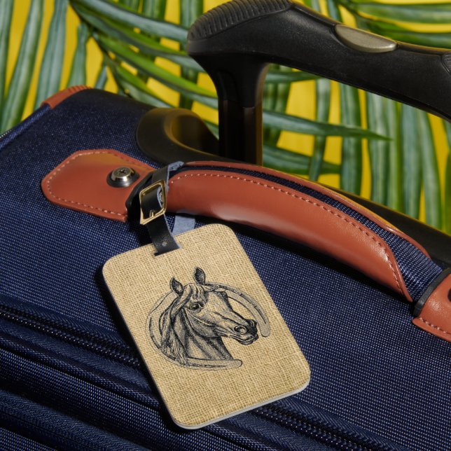 Pferd Cameo auf Burlap Gepäckanhänger (Vorderseite Insitu 1)