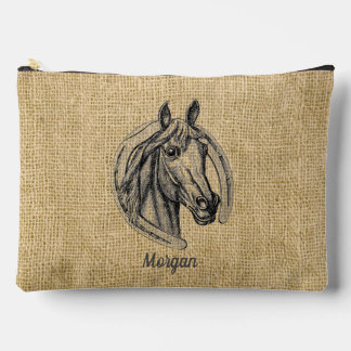 Pferd Cameo auf Burlap Personalisiert Zubehörtasche