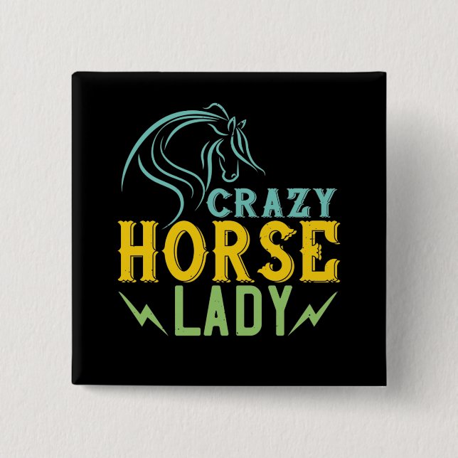 Pferd - Crazy Horse Lady Button (Vorderseite)