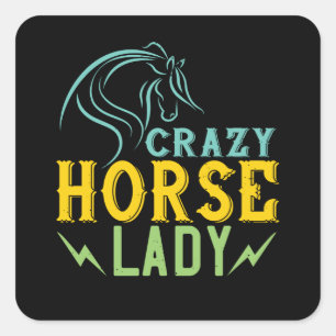 Pferd - Crazy Horse Lady Quadratischer Aufkleber