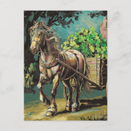 Pferd, das ein Herz voller Kleeblätter zieht Postkarte