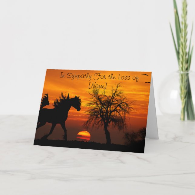 Pferd, das frei am Sonnenuntergang läuft Karte (Vorderseite)