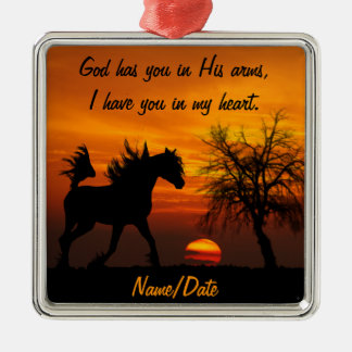 Pferd, das frei am Sonnenuntergang läuft Silbernes Ornament