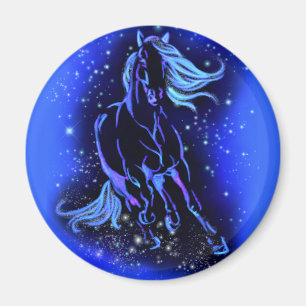 Pferd, das in der Blauen Sternennacht auf Magnet l