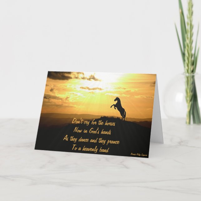 Pferd, das in der Sonnenuntergang-Silhouette Karte (Vorderseite)