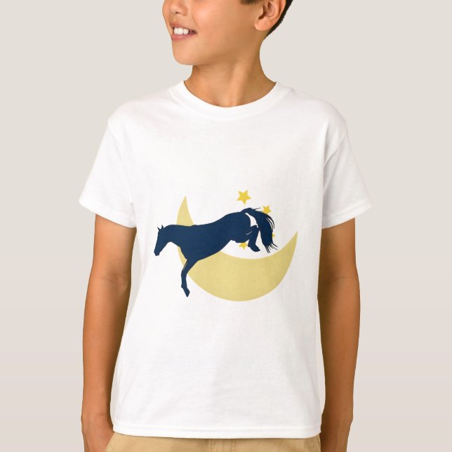 Pferd, das über den Mond springt T-Shirt (Vorderseite)